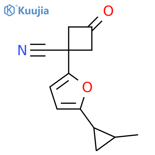1-5-(2-methylcyclopropyl)furan-2-yl-3-oxocyclobutane-1-carbonitrile structure