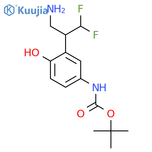 tert-butyl N-3-(3-amino-1,1-difluoropropan-2-yl)-4-hydroxyphenylcarbamate structure