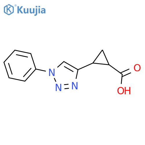 2-(1-phenyl-1H-1,2,3-triazol-4-yl)cyclopropane-1-carboxylic acid structure