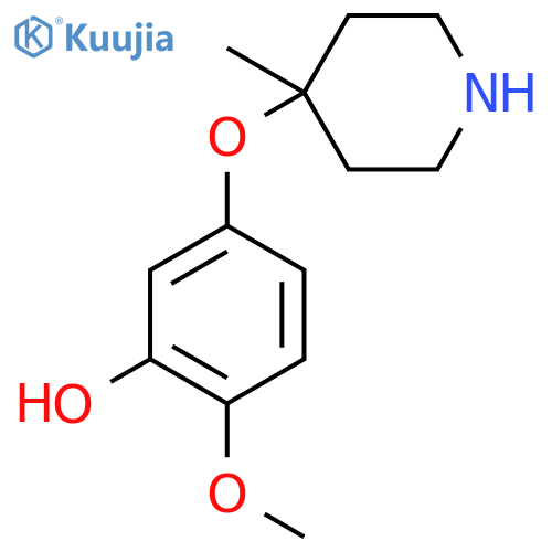 2-methoxy-5-(4-methylpiperidin-4-yl)oxyphenol structure