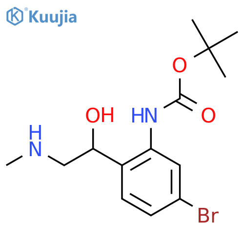 tert-butyl N-{5-bromo-2-1-hydroxy-2-(methylamino)ethylphenyl}carbamate structure