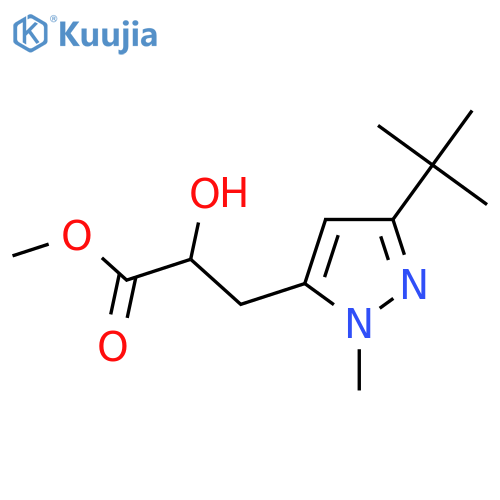 methyl 3-(3-tert-butyl-1-methyl-1H-pyrazol-5-yl)-2-hydroxypropanoate structure