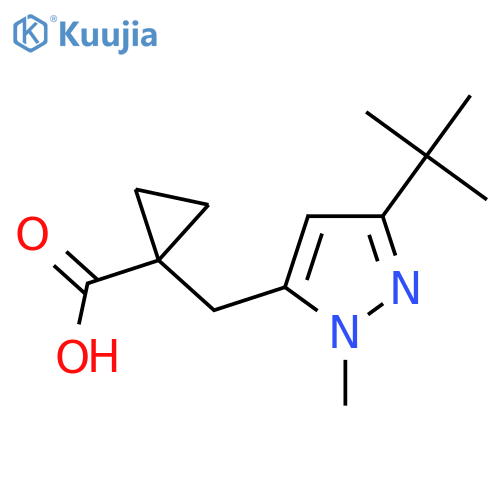 1-(3-tert-butyl-1-methyl-1H-pyrazol-5-yl)methylcyclopropane-1-carboxylic acid structure