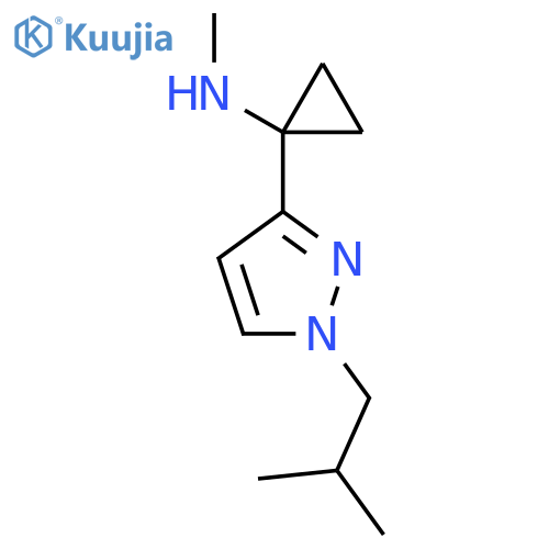 N-methyl-1-1-(2-methylpropyl)-1H-pyrazol-3-ylcyclopropan-1-amine structure