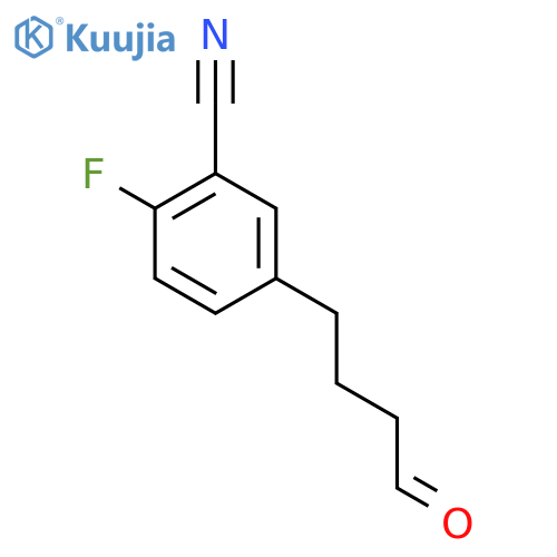 2-fluoro-5-(4-oxobutyl)benzonitrile structure