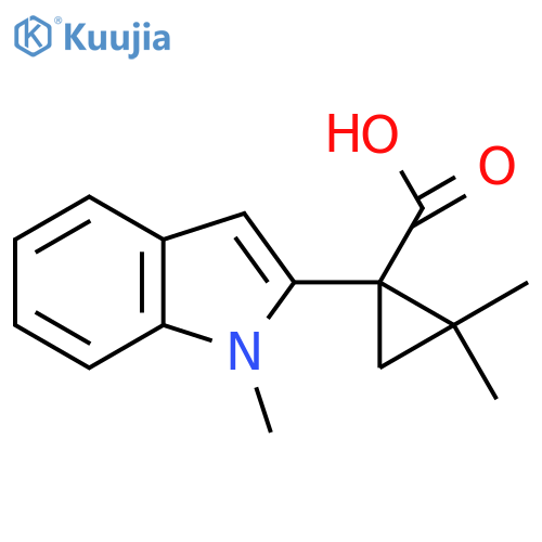 2,2-dimethyl-1-(1-methyl-1H-indol-2-yl)cyclopropane-1-carboxylic acid structure