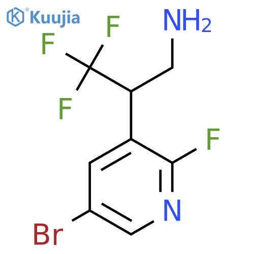 2-(5-bromo-2-fluoropyridin-3-yl)-3,3,3-trifluoropropan-1-amine structure