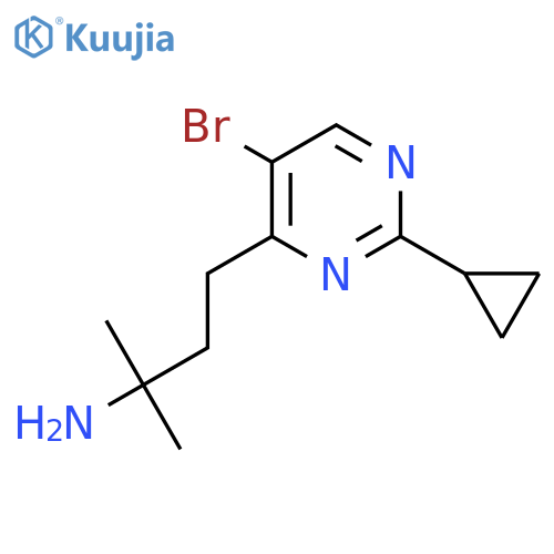 4-(5-bromo-2-cyclopropylpyrimidin-4-yl)-2-methylbutan-2-amine structure