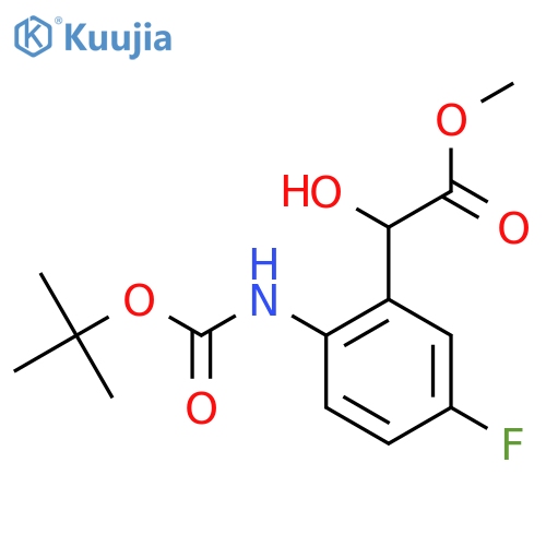 methyl 2-(2-{(tert-butoxy)carbonylamino}-5-fluorophenyl)-2-hydroxyacetate structure