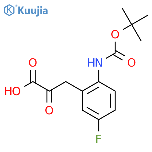 3-(2-{(tert-butoxy)carbonylamino}-5-fluorophenyl)-2-oxopropanoic acid structure