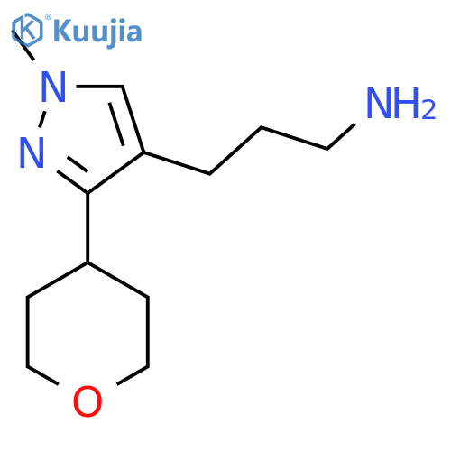 3-1-methyl-3-(oxan-4-yl)-1H-pyrazol-4-ylpropan-1-amine structure