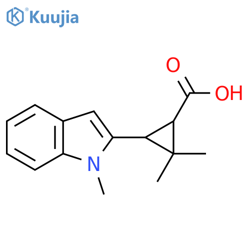 2,2-dimethyl-3-(1-methyl-1H-indol-2-yl)cyclopropane-1-carboxylic acid structure