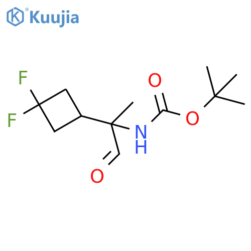 tert-butyl N-2-(3,3-difluorocyclobutyl)-1-oxopropan-2-ylcarbamate structure