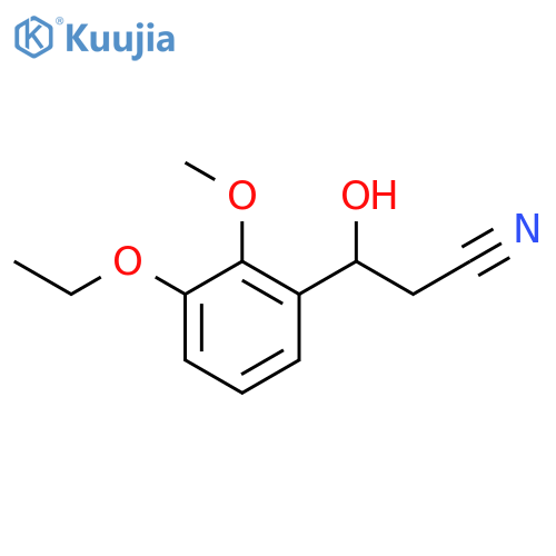 3-(3-ethoxy-2-methoxyphenyl)-3-hydroxypropanenitrile structure