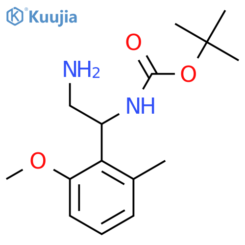 tert-butyl N-2-amino-1-(2-methoxy-6-methylphenyl)ethylcarbamate structure