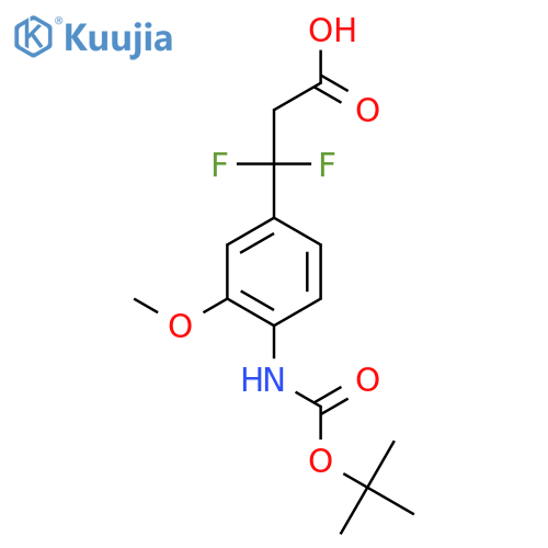 3-(4-{(tert-butoxy)carbonylamino}-3-methoxyphenyl)-3,3-difluoropropanoic acid structure