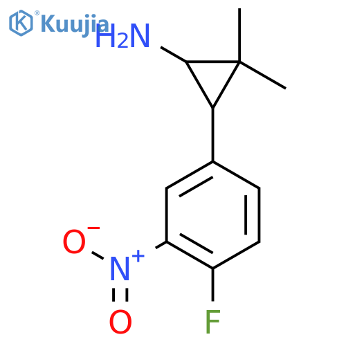 3-(4-fluoro-3-nitrophenyl)-2,2-dimethylcyclopropan-1-amine structure