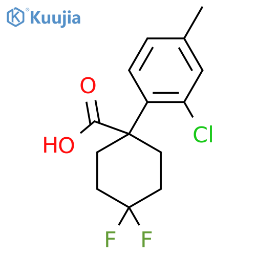 1-(2-chloro-4-methylphenyl)-4,4-difluorocyclohexane-1-carboxylic acid structure