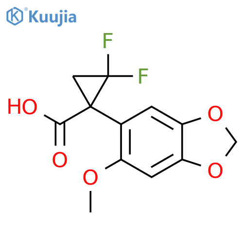 2,2-difluoro-1-(6-methoxy-1,3-dioxaindan-5-yl)cyclopropane-1-carboxylic acid structure