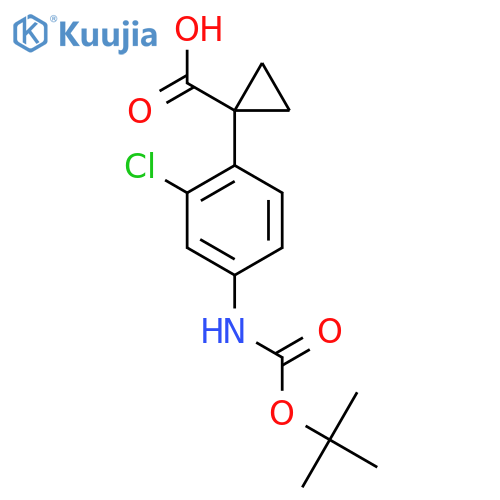 1-(4-{(tert-butoxy)carbonylamino}-2-chlorophenyl)cyclopropane-1-carboxylic acid structure