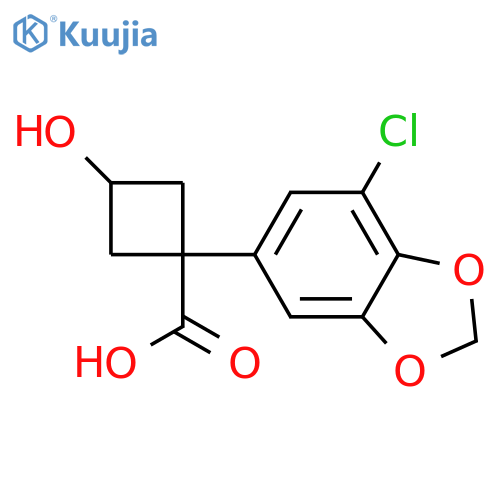 1-(7-chloro-1,3-dioxaindan-5-yl)-3-hydroxycyclobutane-1-carboxylic acid structure