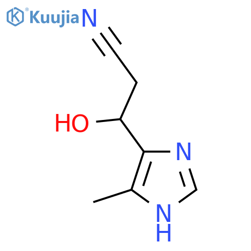 3-hydroxy-3-(4-methyl-1H-imidazol-5-yl)propanenitrile structure
