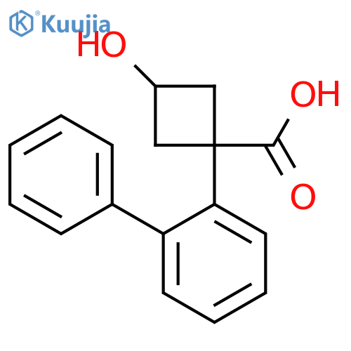 3-hydroxy-1-(2-phenylphenyl)cyclobutane-1-carboxylic acid structure