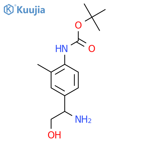tert-butyl N-4-(1-amino-2-hydroxyethyl)-2-methylphenylcarbamate structure