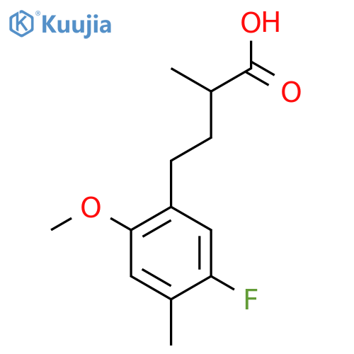 4-(5-fluoro-2-methoxy-4-methylphenyl)-2-methylbutanoic acid structure