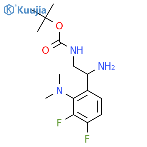 tert-butyl N-{2-amino-2-2-(dimethylamino)-3,4-difluorophenylethyl}carbamate structure