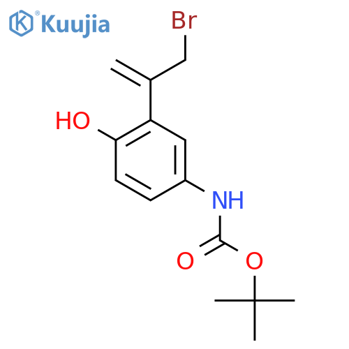 tert-butyl N-3-(3-bromoprop-1-en-2-yl)-4-hydroxyphenylcarbamate structure