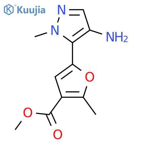 methyl 5-(4-amino-1-methyl-1H-pyrazol-5-yl)-2-methylfuran-3-carboxylate structure