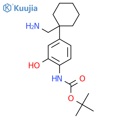 tert-butyl N-{4-1-(aminomethyl)cyclohexyl-2-hydroxyphenyl}carbamate structure