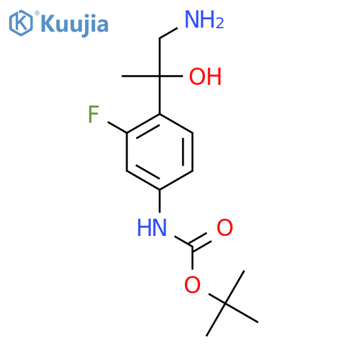 tert-butyl N-4-(1-amino-2-hydroxypropan-2-yl)-3-fluorophenylcarbamate structure