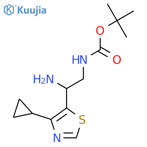 tert-butyl N-2-amino-2-(4-cyclopropyl-1,3-thiazol-5-yl)ethylcarbamate structure
