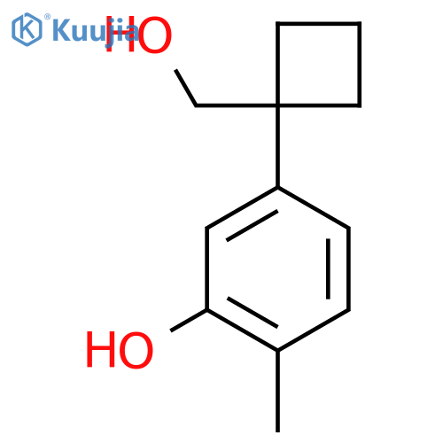 5-1-(hydroxymethyl)cyclobutyl-2-methylphenol structure