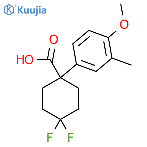 4,4-difluoro-1-(4-methoxy-3-methylphenyl)cyclohexane-1-carboxylic acid structure