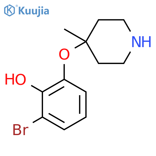2-bromo-6-(4-methylpiperidin-4-yl)oxyphenol structure