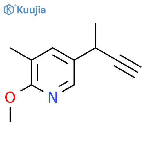 5-(but-3-yn-2-yl)-2-methoxy-3-methylpyridine structure