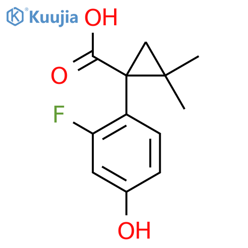 1-(2-fluoro-4-hydroxyphenyl)-2,2-dimethylcyclopropane-1-carboxylic acid structure