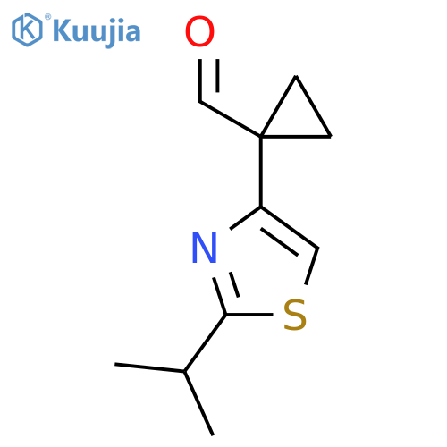 1-2-(propan-2-yl)-1,3-thiazol-4-ylcyclopropane-1-carbaldehyde structure