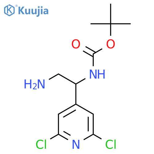 tert-butyl N-2-amino-1-(2,6-dichloropyridin-4-yl)ethylcarbamate structure