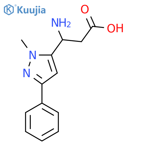3-amino-3-(1-methyl-3-phenyl-1H-pyrazol-5-yl)propanoic acid structure