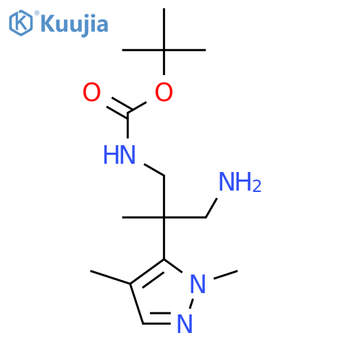 tert-butyl N-3-amino-2-(1,4-dimethyl-1H-pyrazol-5-yl)-2-methylpropylcarbamate structure