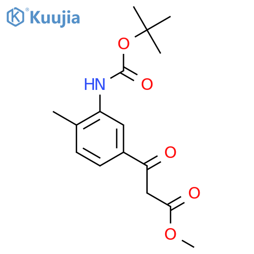 methyl 3-(3-{(tert-butoxy)carbonylamino}-4-methylphenyl)-3-oxopropanoate structure