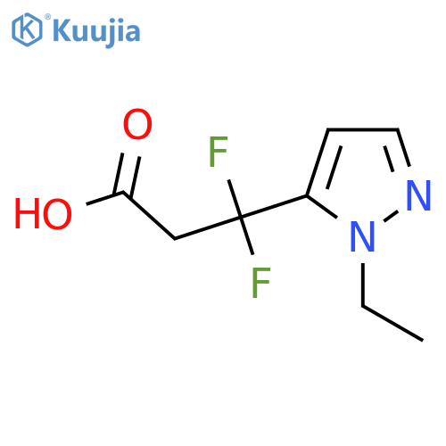 3-(1-ethyl-1H-pyrazol-5-yl)-3,3-difluoropropanoic acid structure