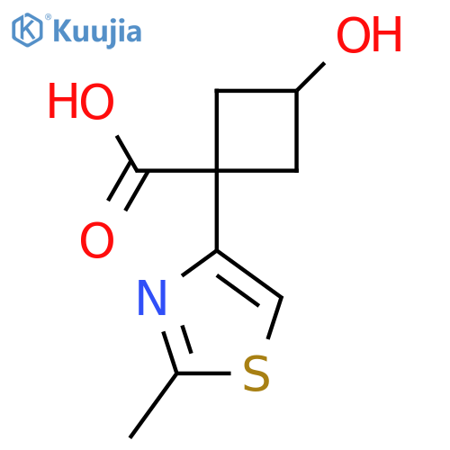 3-hydroxy-1-(2-methyl-1,3-thiazol-4-yl)cyclobutane-1-carboxylic acid structure