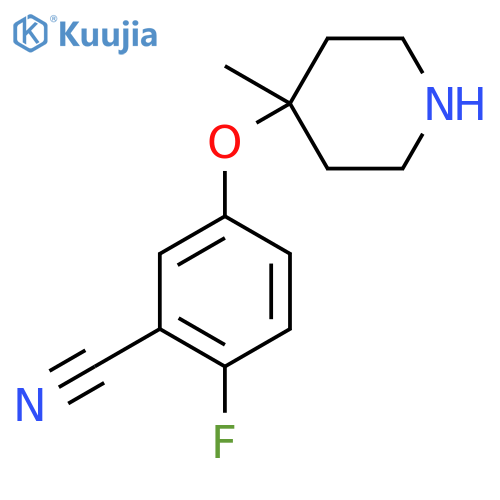 2-fluoro-5-(4-methylpiperidin-4-yl)oxybenzonitrile structure