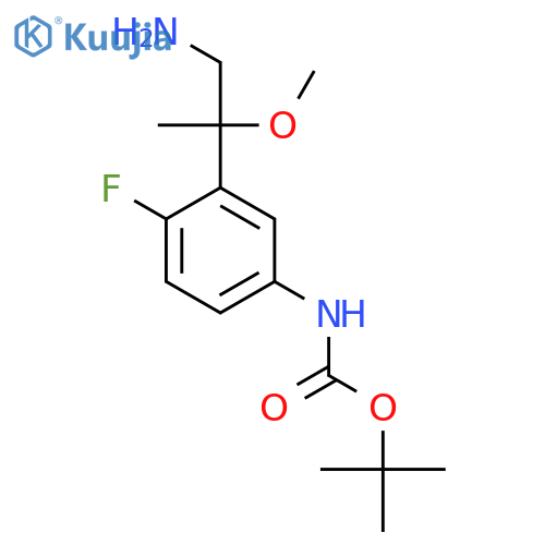 tert-butyl N-3-(1-amino-2-methoxypropan-2-yl)-4-fluorophenylcarbamate structure
