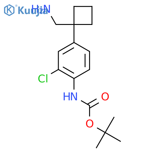 tert-butyl N-{4-1-(aminomethyl)cyclobutyl-2-chlorophenyl}carbamate structure